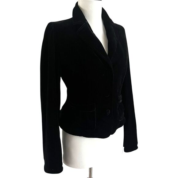 Y2K Forever Velvet Cropped Blazer S Fitted Retro Jacket Grunge Holiday Festival - Picture 4 of 12